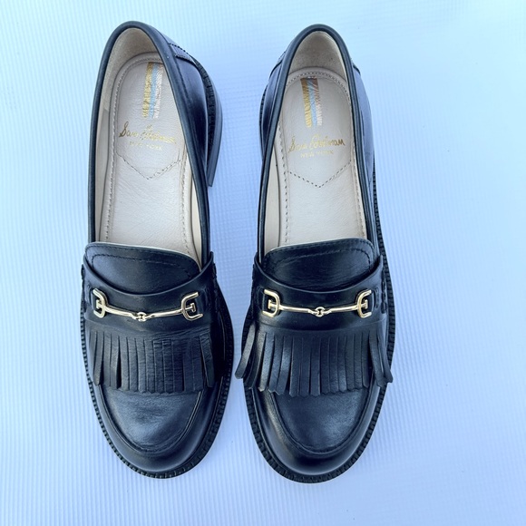 Sam Edelman Black Loafers with Gold Accent - Picture 3 of 8